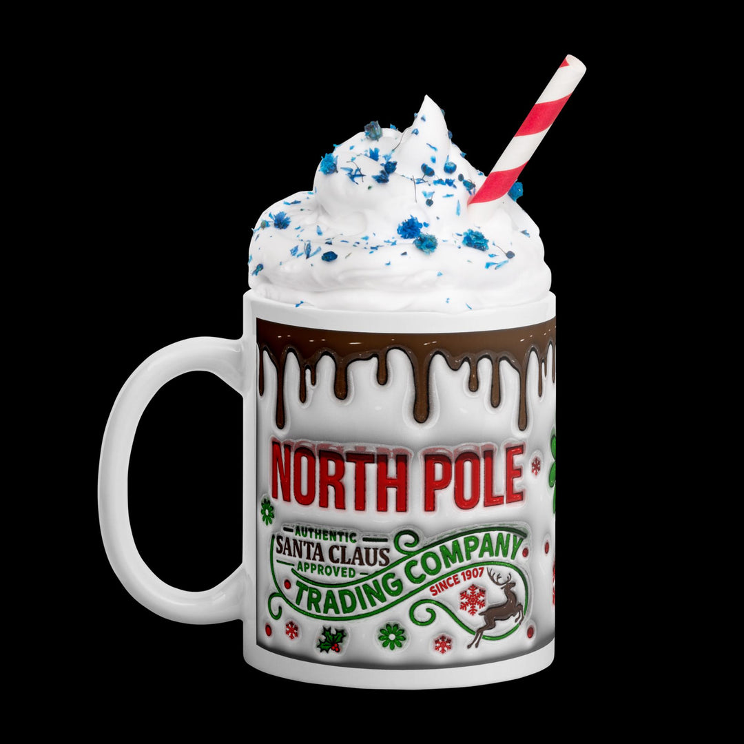 North Pole Christmas White glossy mug