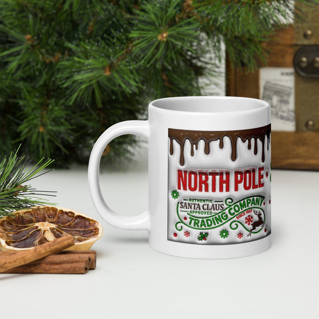 North Pole Christmas White glossy mug