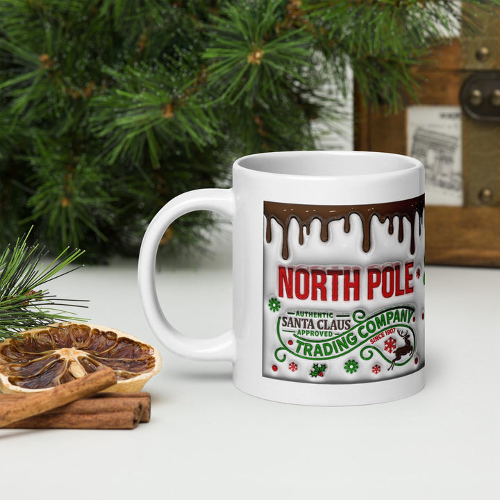 North Pole Christmas White glossy mug