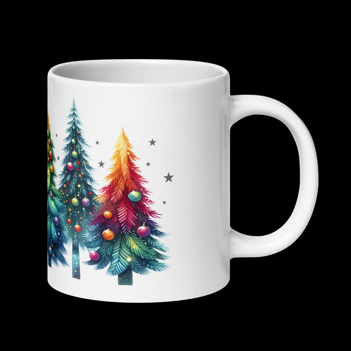 Rainbow Christmas Trees White glossy mug