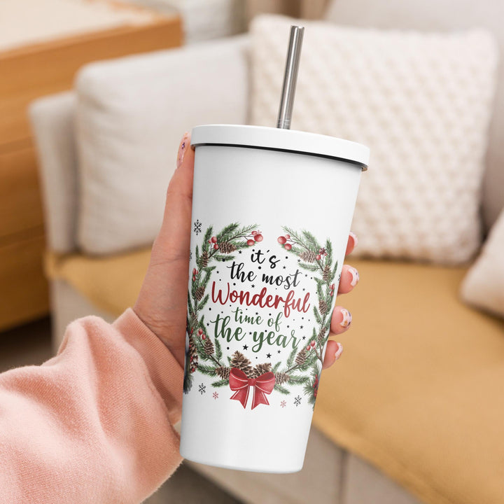 Its the Most Wonderful Time of the Year Insulated tumbler with a straw