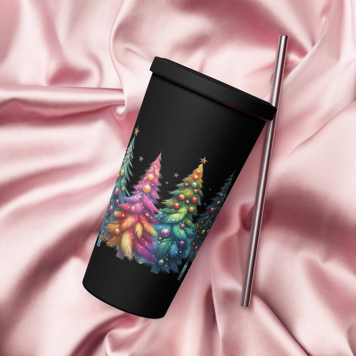 Christmas Tree Insulated tumbler with a straw