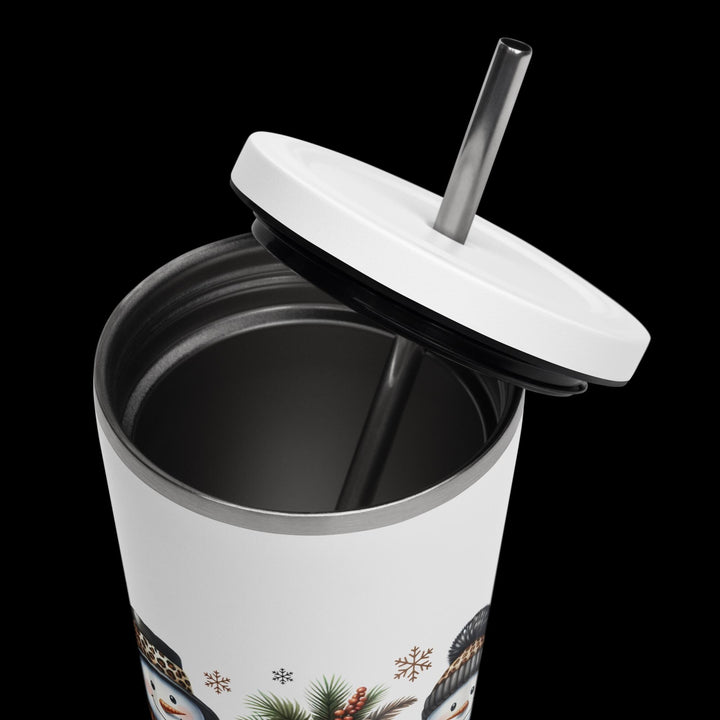 Christmas Snowman Insulated tumbler with a straw