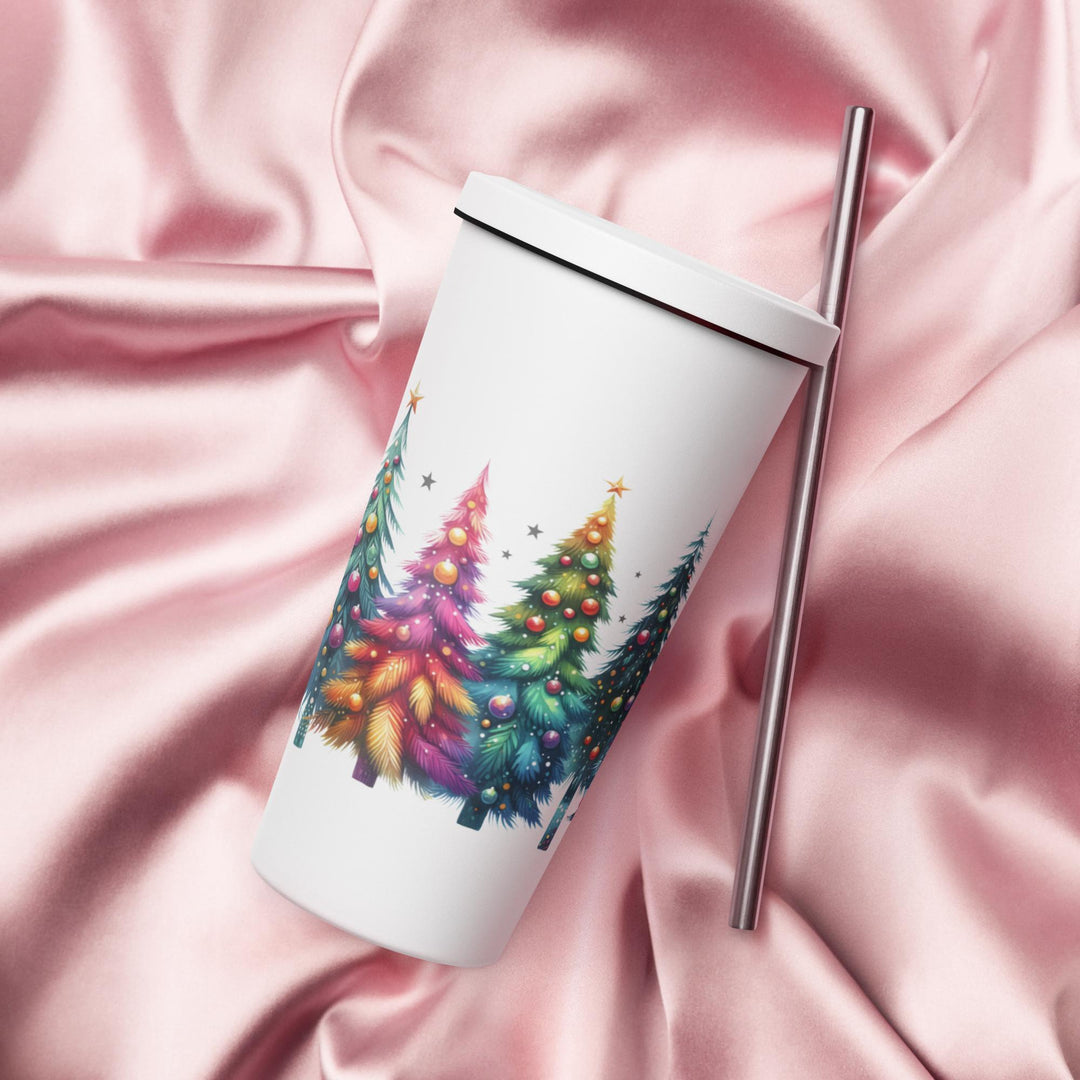 Christmas Tree Insulated tumbler with a straw
