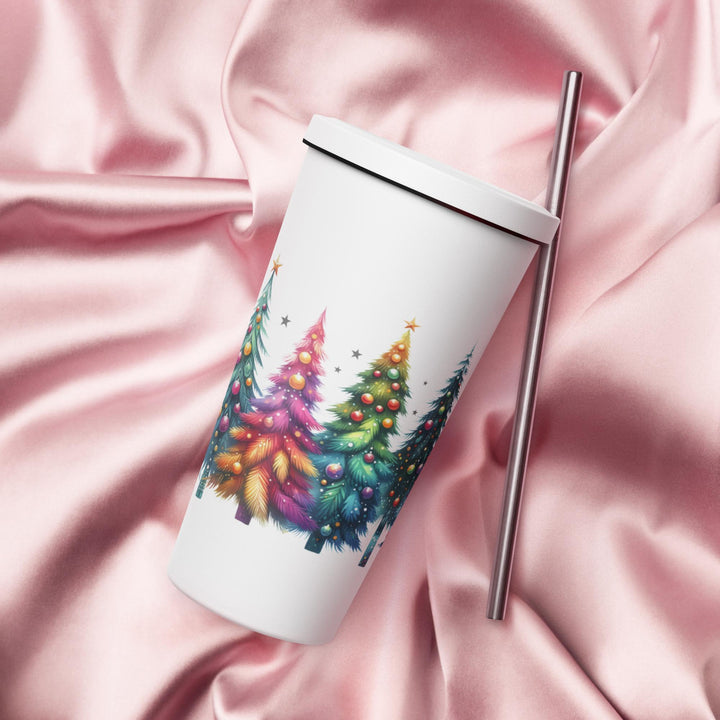 Christmas Tree Insulated tumbler with a straw