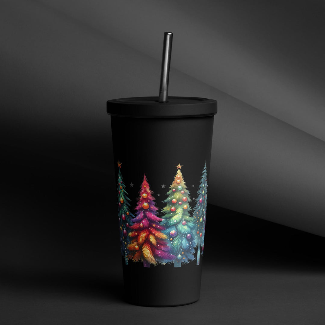 Christmas Tree Insulated tumbler with a straw
