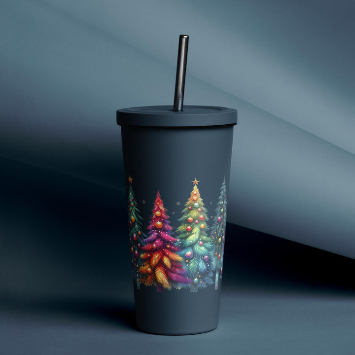 Christmas Tree Insulated tumbler with a straw