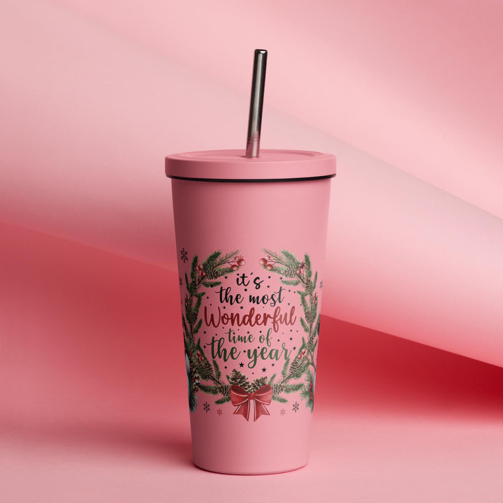Its the Most Wonderful Time of the Year Insulated tumbler with a straw