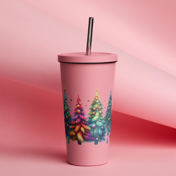 Christmas Tree Insulated tumbler with a straw