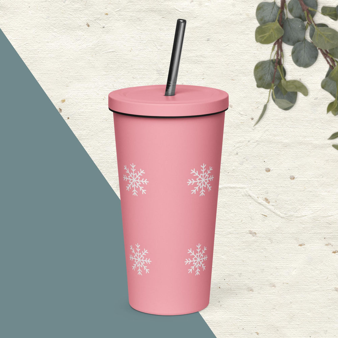 Snowflake Insulated tumbler with a straw