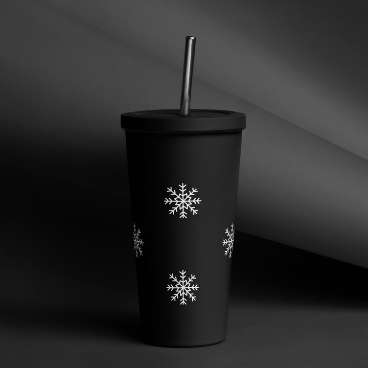 Snowflake Insulated tumbler with a straw