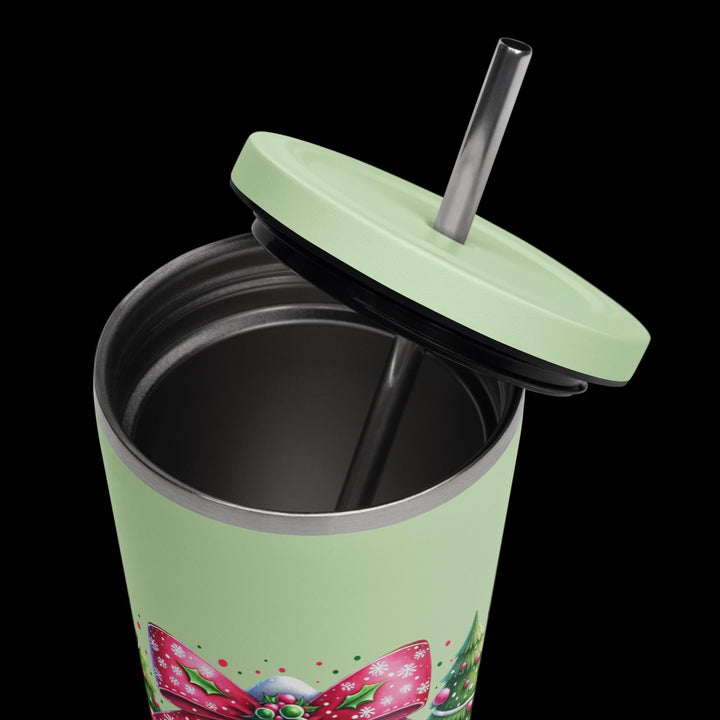 Gingerbread House Insulated tumbler with a straw