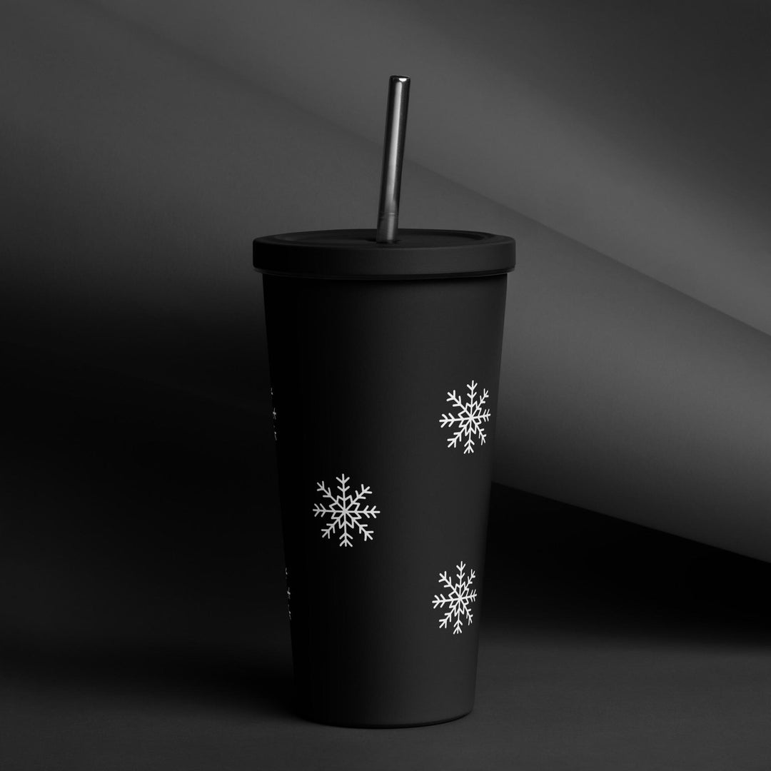 Snowflake Insulated tumbler with a straw