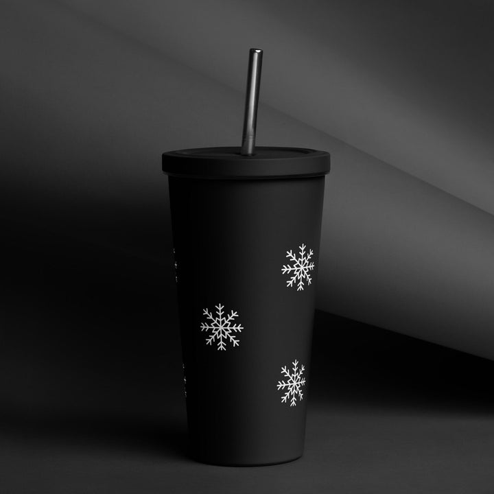 Snowflake Insulated tumbler with a straw