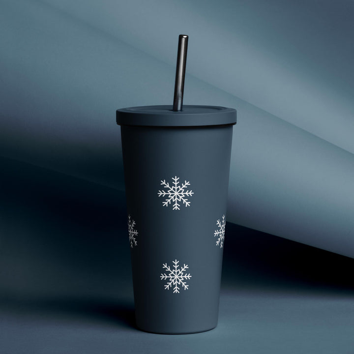 Snowflake Insulated tumbler with a straw