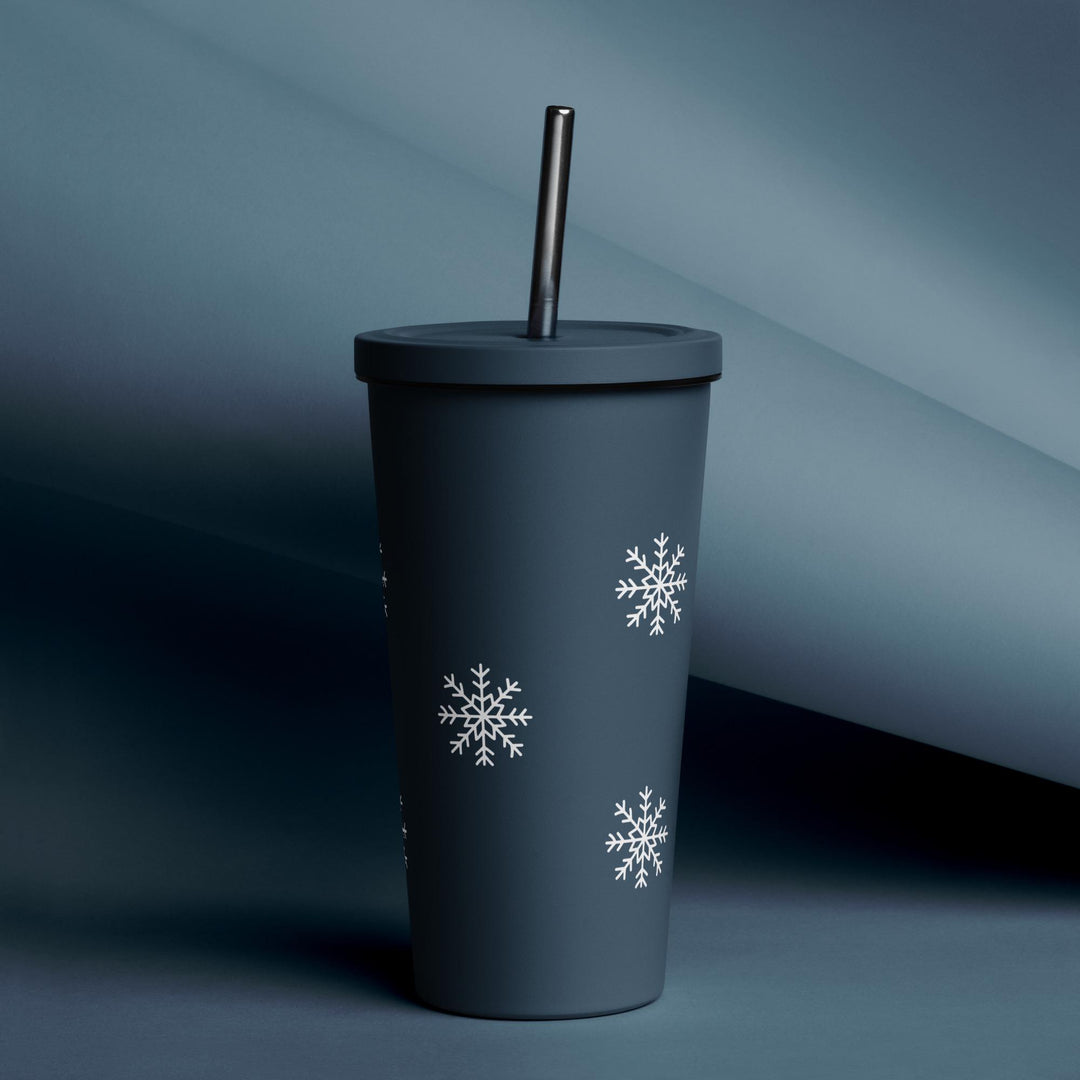 Snowflake Insulated tumbler with a straw