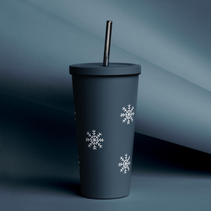 Snowflake Insulated tumbler with a straw