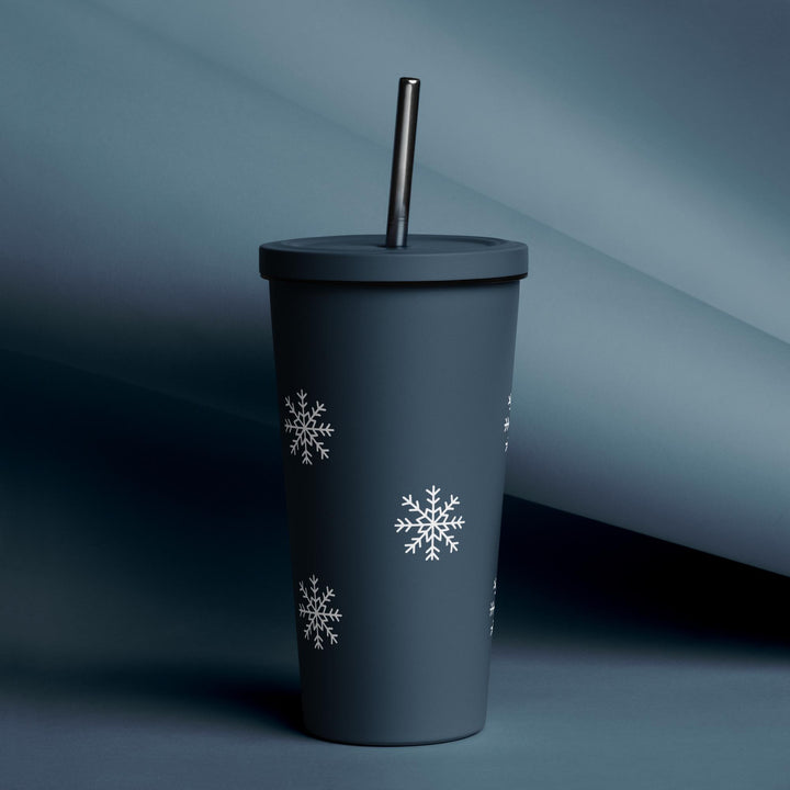 Snowflake Insulated tumbler with a straw