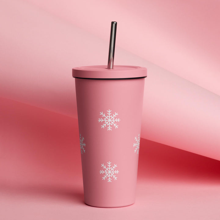 Snowflake Insulated tumbler with a straw
