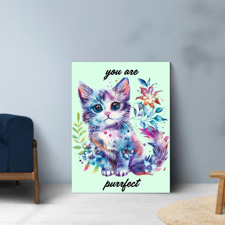 Celebrate Your Love for Cats with the You Are Purrfect Cat Flower Poster - Perfect Wall Art for Cat Lovers and Pet Enthusiasts!
