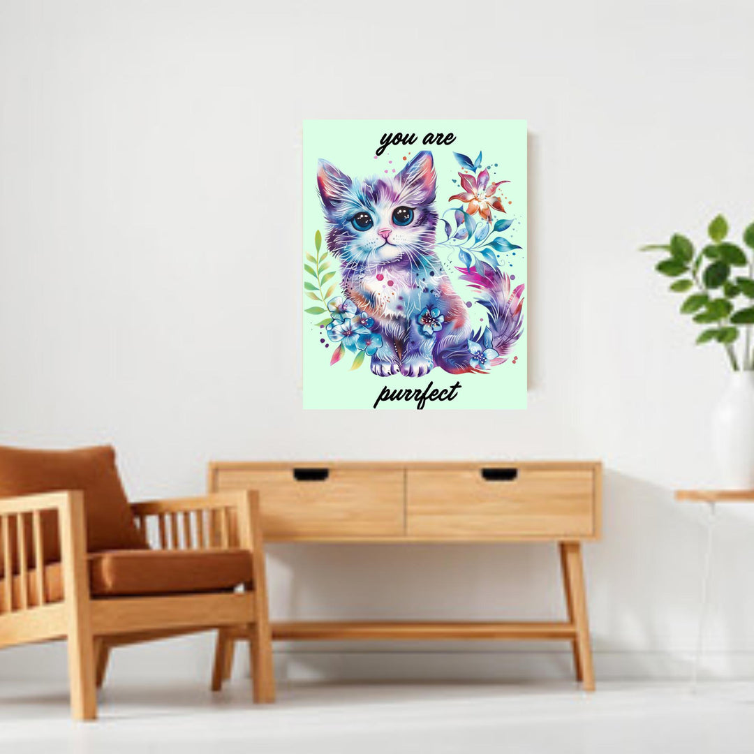 Celebrate Your Love for Cats with the You Are Purrfect Cat Flower Poster - Perfect Wall Art for Cat Lovers and Pet Enthusiasts!
