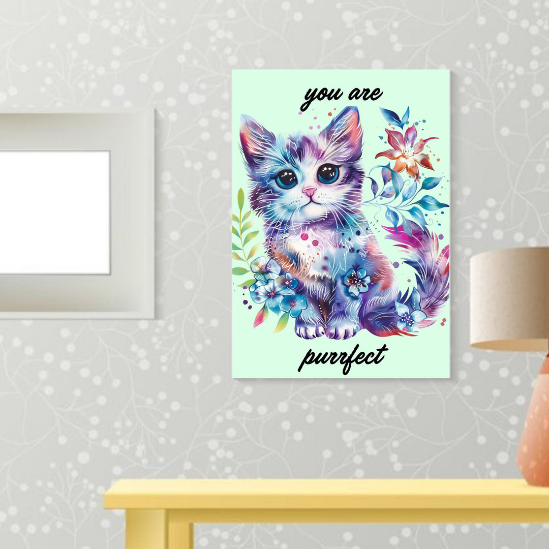 Celebrate Your Love for Cats with the You Are Purrfect Cat Flower Poster - Perfect Wall Art for Cat Lovers and Pet Enthusiasts!