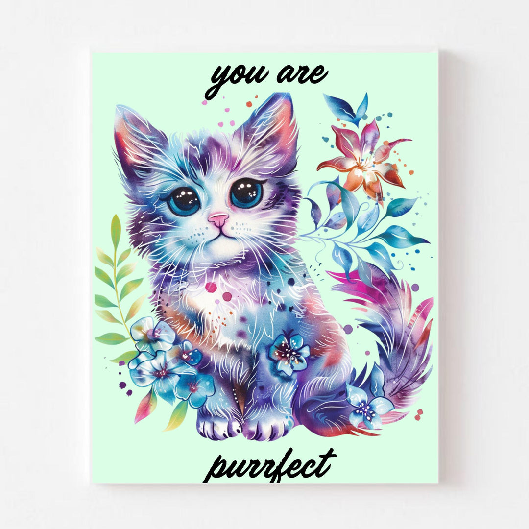 Celebrate Your Love for Cats with the You Are Purrfect Cat Flower Poster - Perfect Wall Art for Cat Lovers and Pet Enthusiasts!