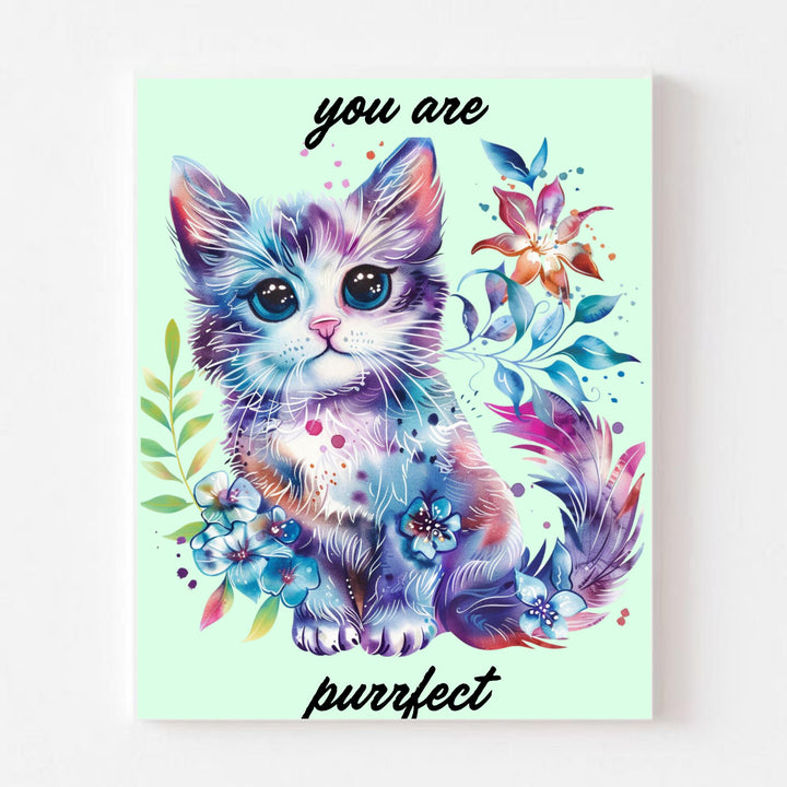 Celebrate Your Love for Cats with the You Are Purrfect Cat Flower Poster - Perfect Wall Art for Cat Lovers and Pet Enthusiasts!