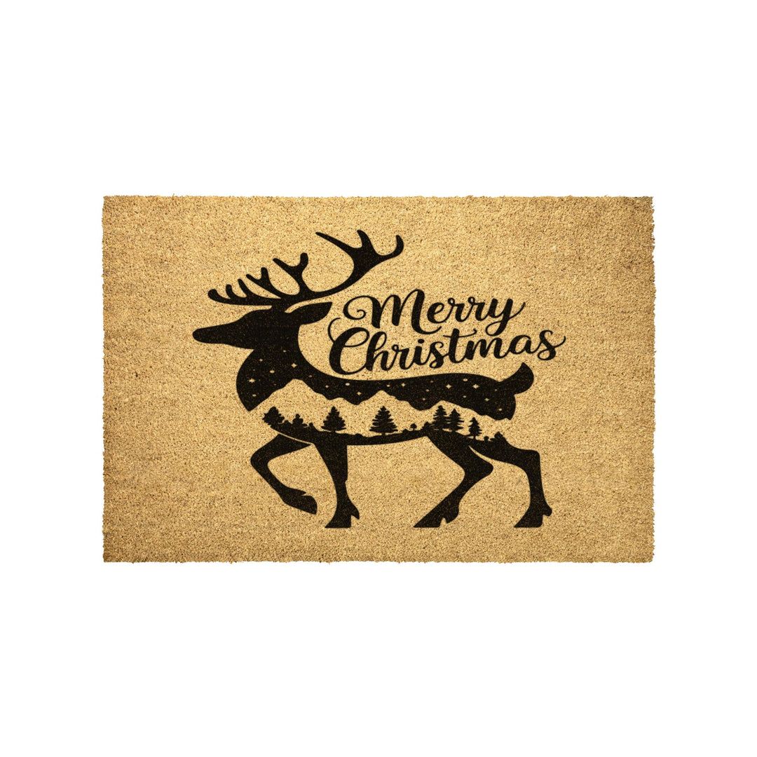 Merry Christmas Reindeer Outdoor Holiday Mat