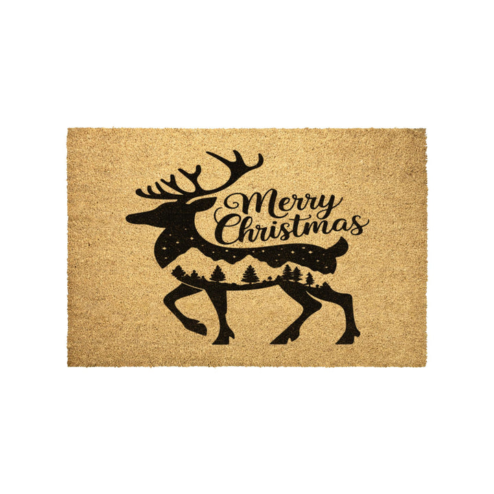 Merry Christmas Reindeer Outdoor Holiday Mat
