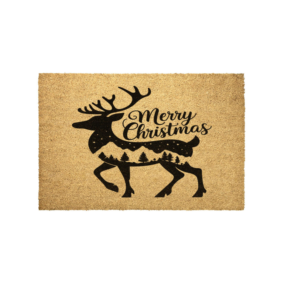 Merry Christmas Reindeer Outdoor Holiday Mat
