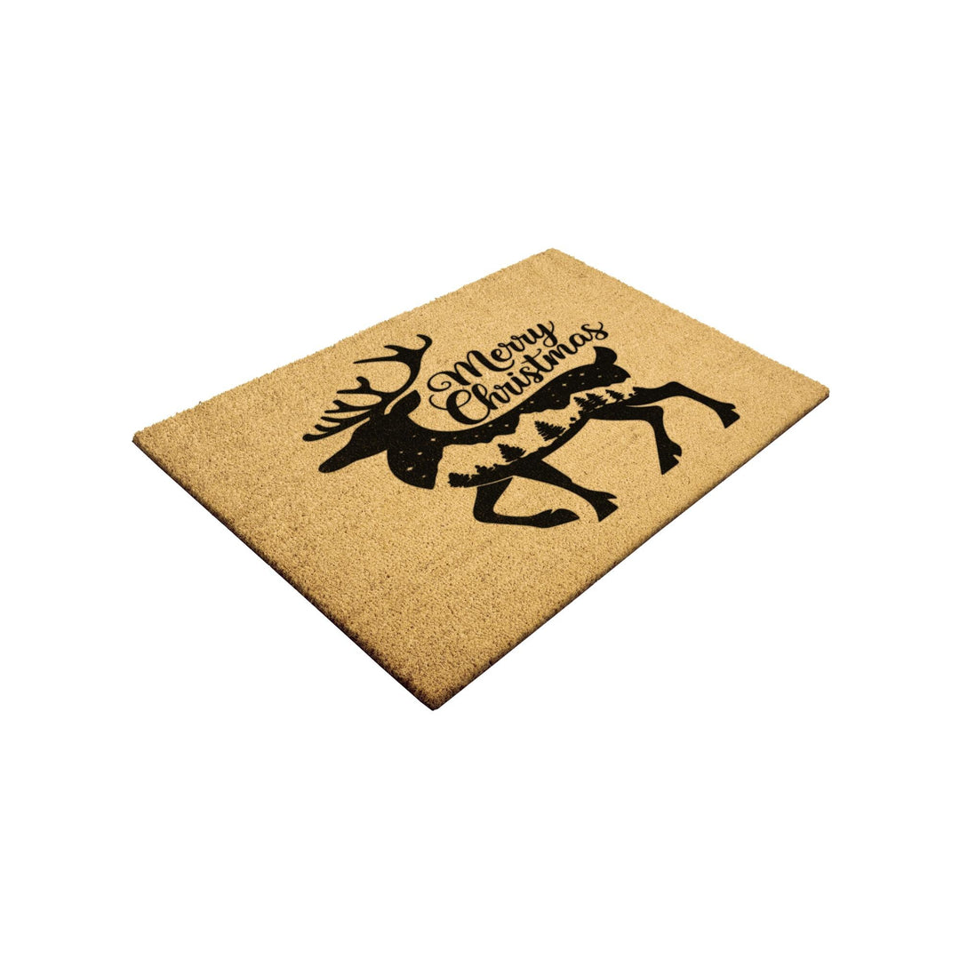 Merry Christmas Reindeer Outdoor Holiday Mat
