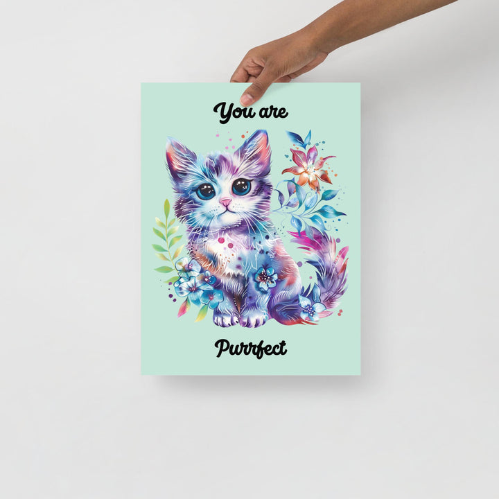 Celebrate Your Love for Cats with the You Are Purrfect Cat Flower Poster - Perfect Wall Art for Cat Lovers and Pet Enthusiasts!