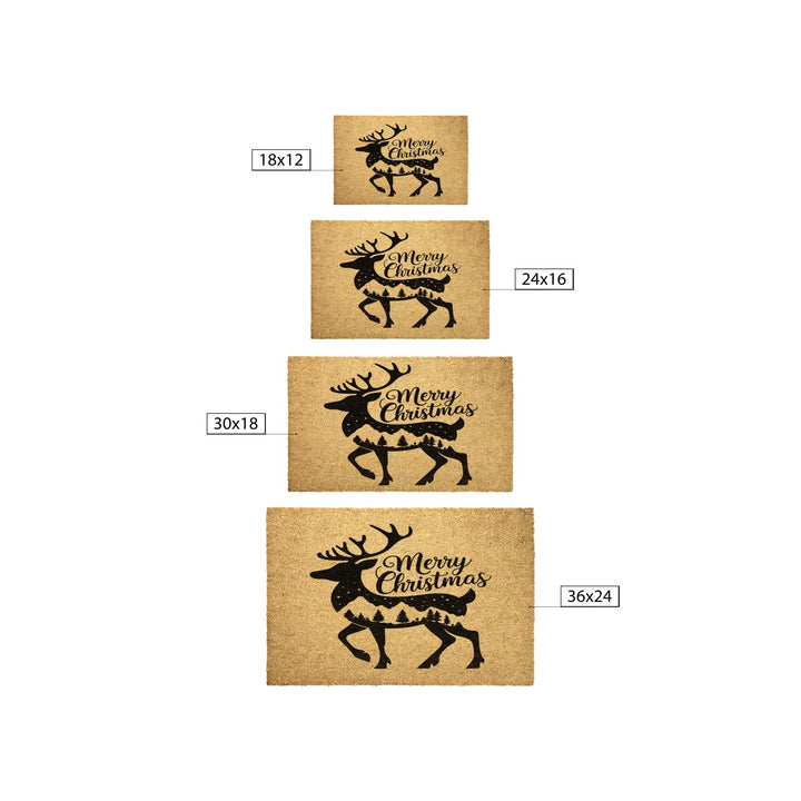 Merry Christmas Reindeer Outdoor Holiday Mat