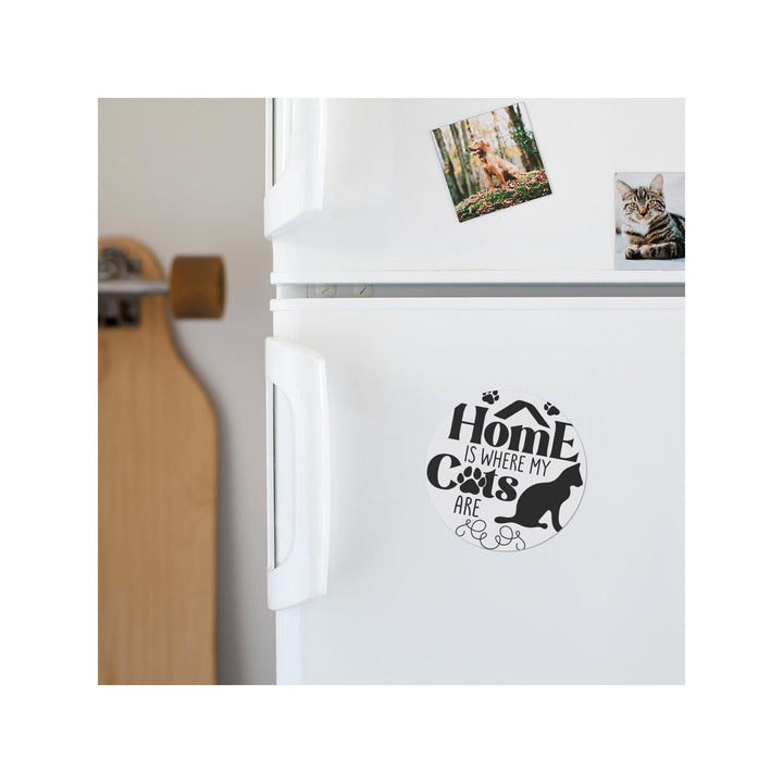 Home Is Where My Cats Are Round Christmas Magnet