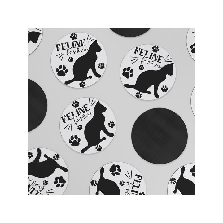 Feline Festive Round Christmas Magnet