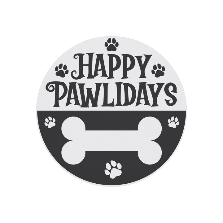 Happy Pawlidays Round Christmas Magnet
