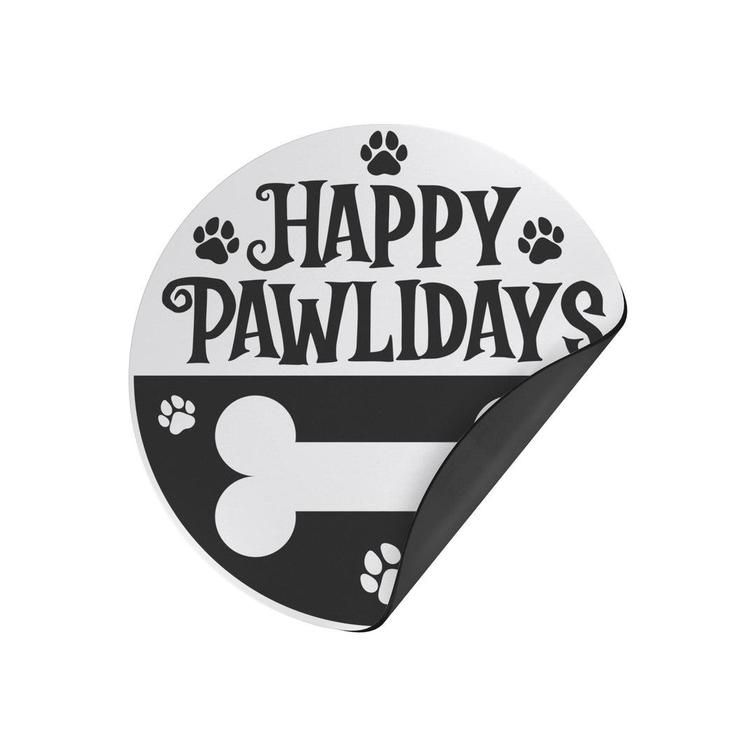 Happy Pawlidays Round Christmas Magnet