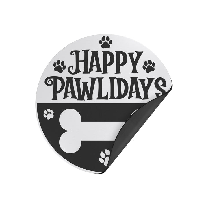 Happy Pawlidays Round Christmas Magnet