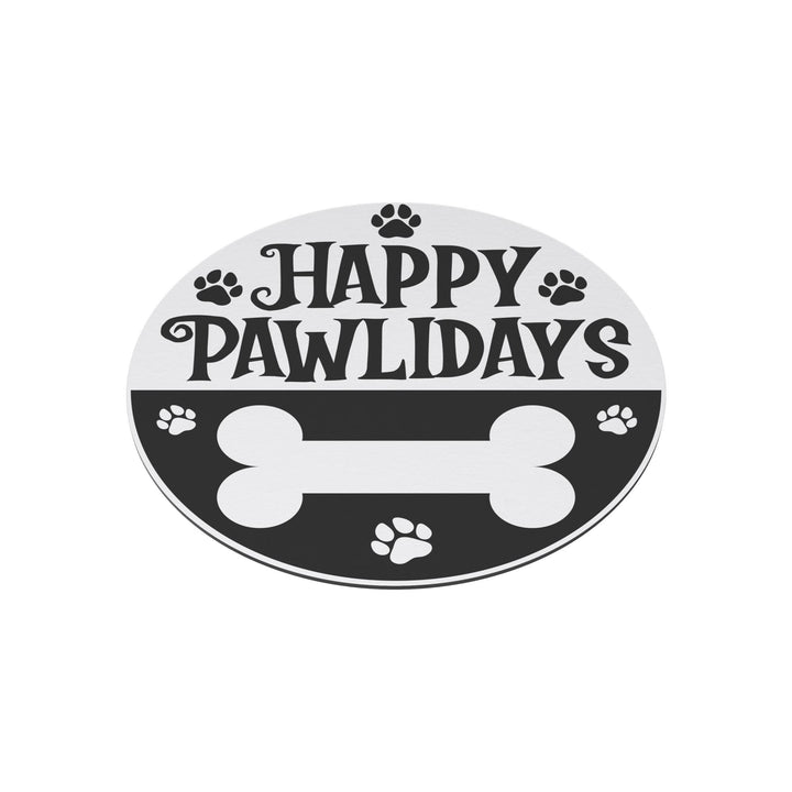 Happy Pawlidays Round Christmas Magnet