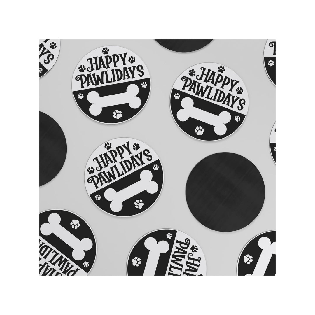 Happy Pawlidays Round Christmas Magnet