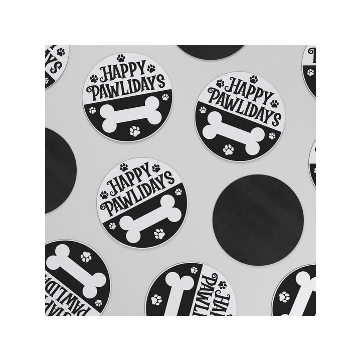 Happy Pawlidays Round Christmas Magnet