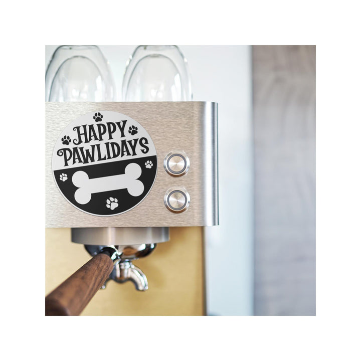 Happy Pawlidays Round Christmas Magnet