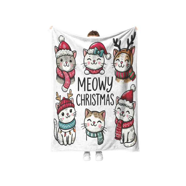 Meowy Christmas Fleece/Sherpa Christmas Blanket