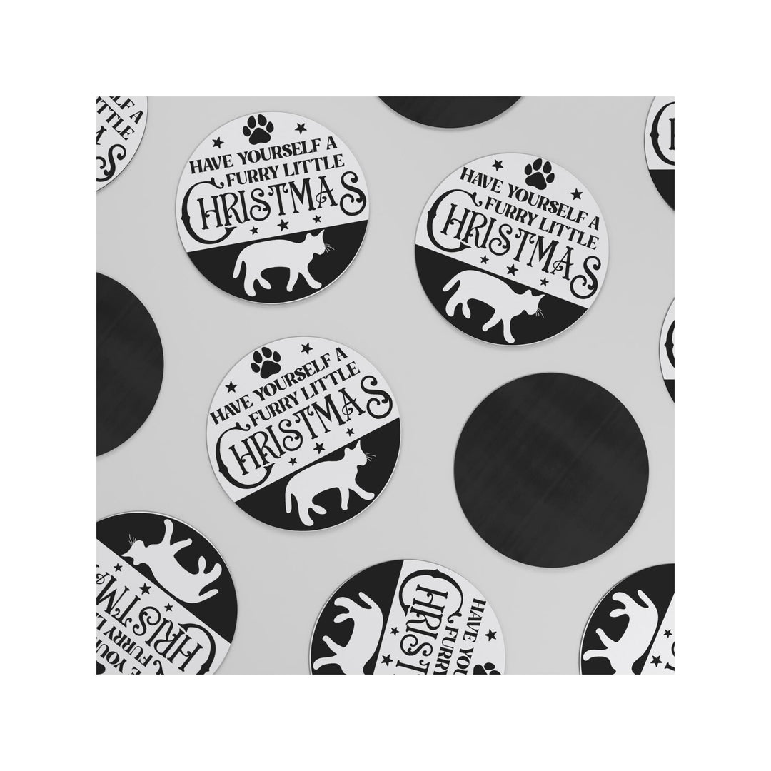 Have Yourself A Furry Little Christmas Round Christmas Magnet