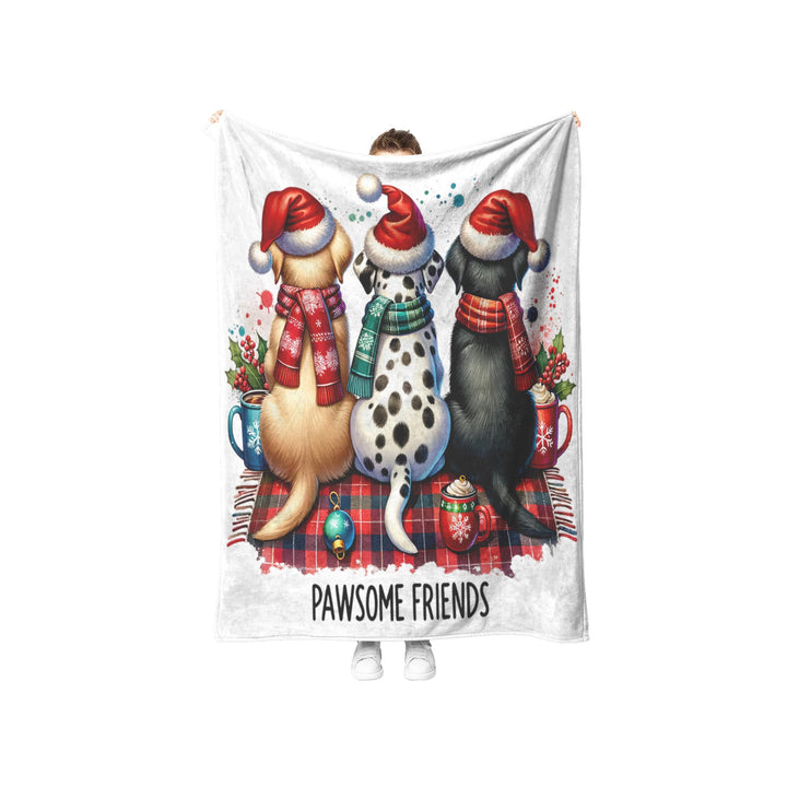 Pawsome Friends Fleece/Sherpa Christmas Blanket