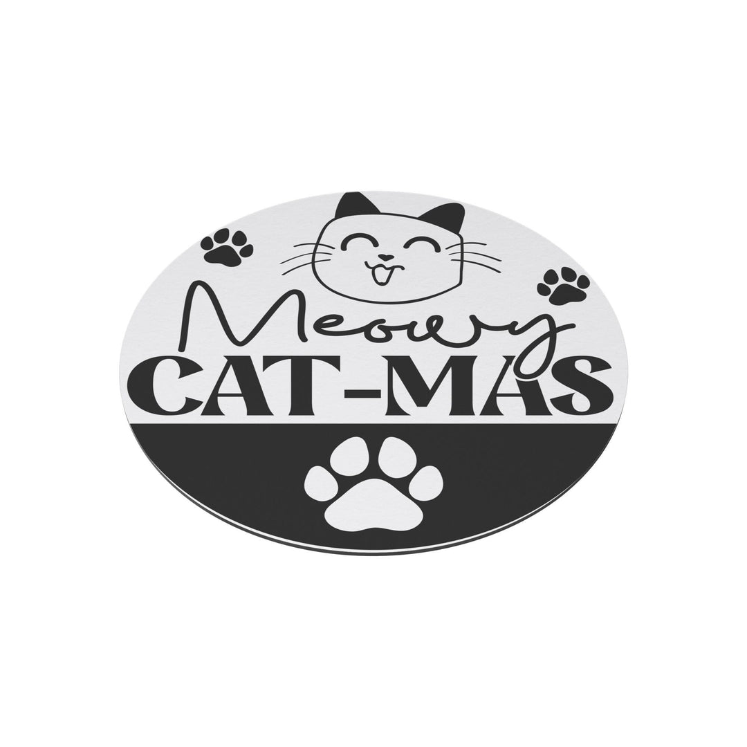 Meowy Cat-mas Round Christmas Magnet