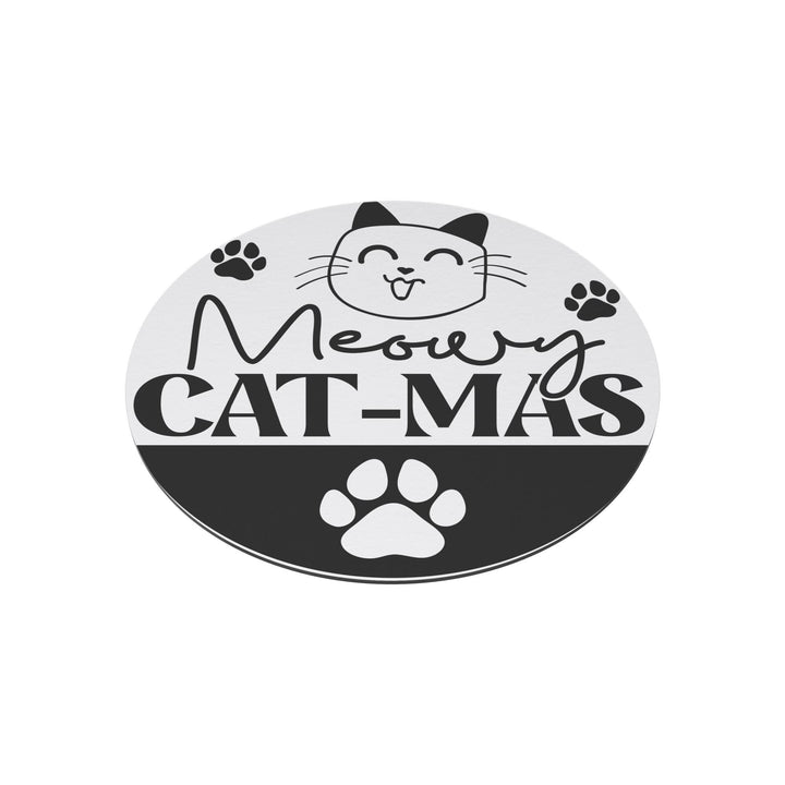 Meowy Cat-mas Round Christmas Magnet