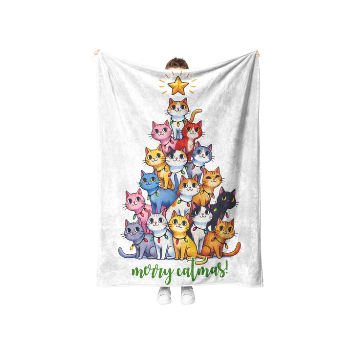 Merry Catsmas Fleece/Sherpa Christmas Blanket