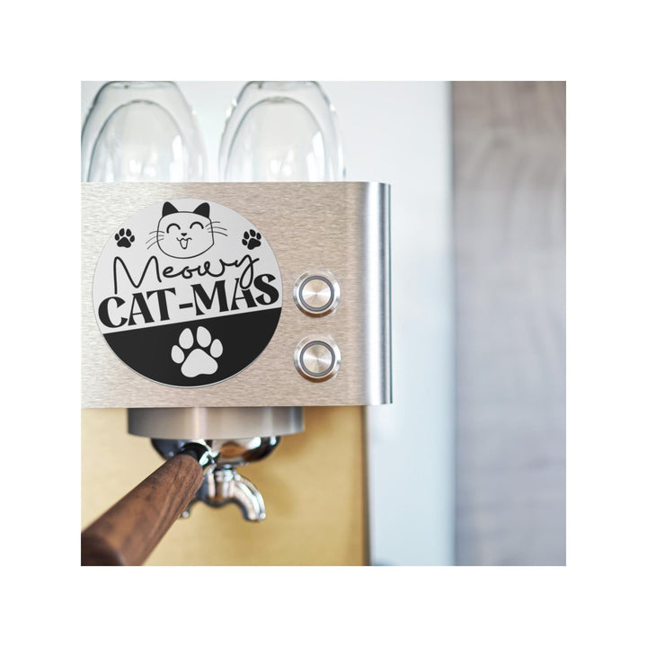 Meowy Cat-mas Round Christmas Magnet